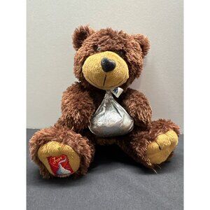 Vintage Hershey Kiss Plush Teddy Bear Holding Silver Heart With Love Embroidery